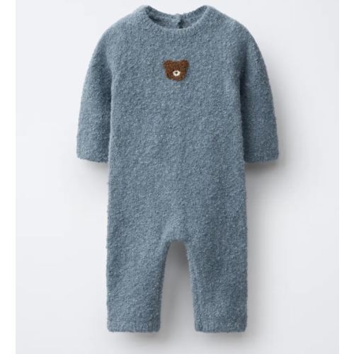 TEDDY BEAR PATCH KNIT JUMPSUIT - Mid-blue | ZARA United States