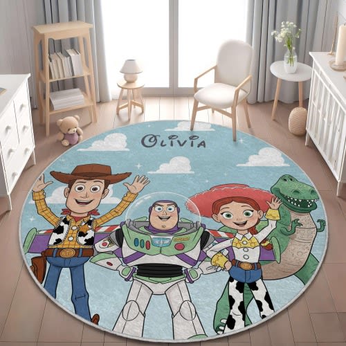 Personalized Toy Story Rug: Soft Velveteen Nursery Decor