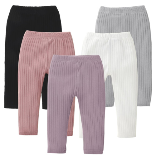 DREAM BUS 5 Pack Toddler Girl Pants Baby Girl Solid Ribbed Pants Toddler Girls Bottoms Leggings Newborn Cotton Jogger