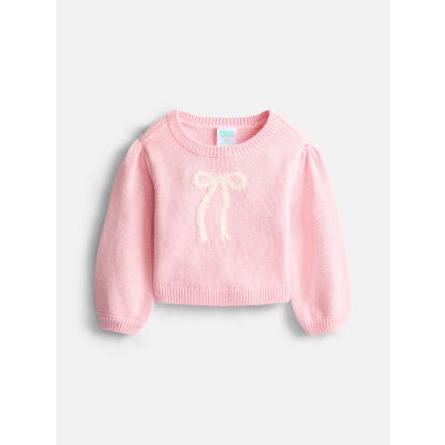 Wonder Nation Baby Girls Cotton Graphic Sweater with Long Puff Sleeves, Sizes 0-24M