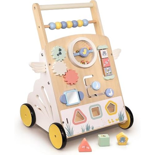 Wooden Baby Walker, Speed Adjustable Little Swan Baby Push Walker