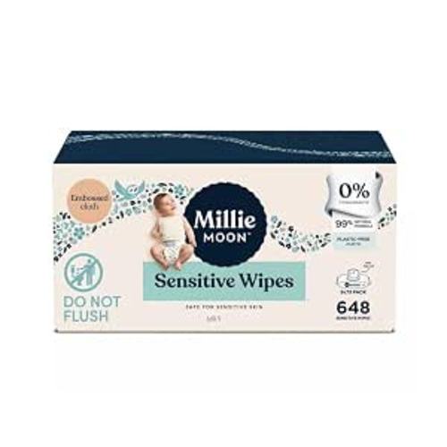 Millie Moon Sensitive Baby Wipes ~ (648 Count) ~ (9 Packs Of 72 Wipes) ~ (1Box)