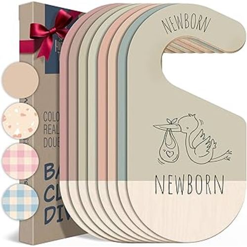 Baby Clothes Dividers For Closet - Wooden Baby Clothes Organizer Dividers for Boy & Girl, 8 Baby Closet Dividers by Size - Ideal Clothing Organizers