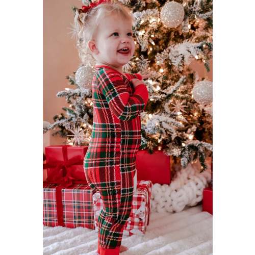 Christmas Bamboo Convertible Zipper Romper | Plaid Tidings