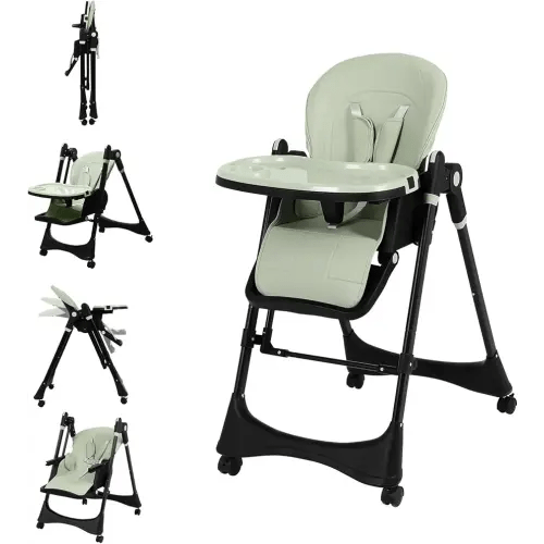 6-in-1 Convertible High Chair with Rocker | Baby High Chair for Newborn to Toddler (0-3 Years) | Adjustable, Foldable & Easy-Clean with Dishwasher Safe Tray & Tool-Free Assembly,Black-Green