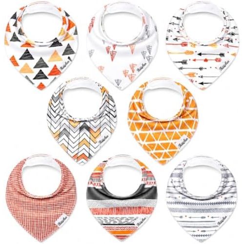 8-Pack Organic Cotton Bandana Bibs for Drooling Babies | Soft Bibs for Teething & Feeding Newborn Babies & Toddlers