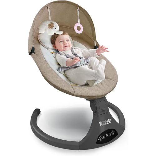 Bluetooth Baby Swing for Infants, 5 Speed Electric Baby Swing with Music Speaker and 12 Preset Lullabies for 0-9 Months