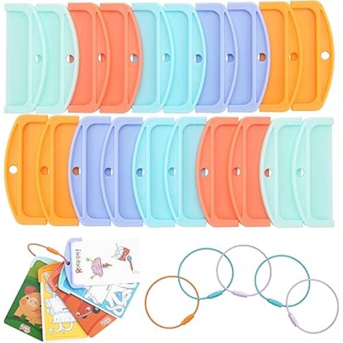 20Pcs Reusable Plastic Card Holder for Yoto Cards with 6 Ring Loops Portable Card Holder for Yoto Mini Player Audio Cards for Kids Travel Carrier Yoto Accessory Organizer Storage Set