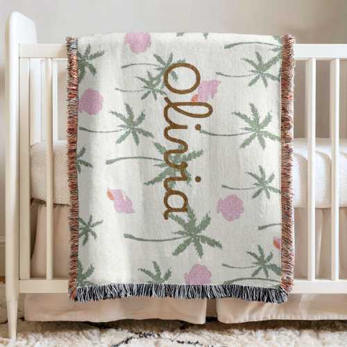 Baby Girl Name Blanket Personalized Ocean Nursery Decoration Seashells Baby Blanket Girls Under The Sea Baby Shower Gift Newborn Keepsake