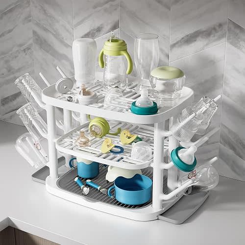 GREENDADI Baby Bottle Drying Rack,3-Tier Large Capacity Countertop Organizer with 360° Ventilation, Removable Drip Tray, Non-Slip Base – Easy to Clean Bottle Holder for Baby Accessories