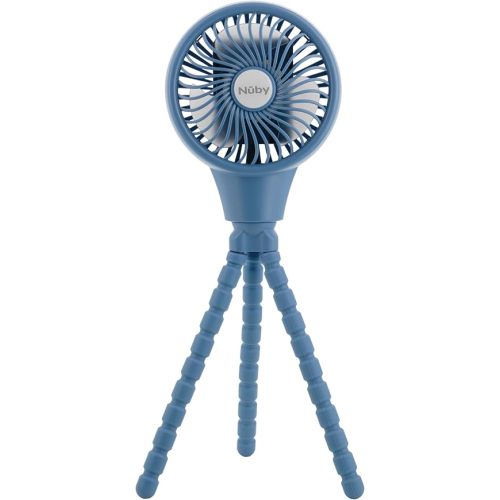 Nuby Oscillating Stroller Fan with Adjustable Legs - 3-Speed Portable Fan for Car Seats and Play Yards - Stroller Accessories - Summer Travel Essentials - Blue