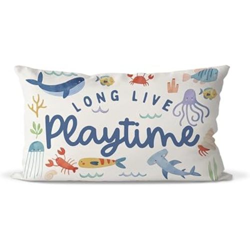 Blue Ocean Coastal Pillow Cover,Playroom Nursery Decor