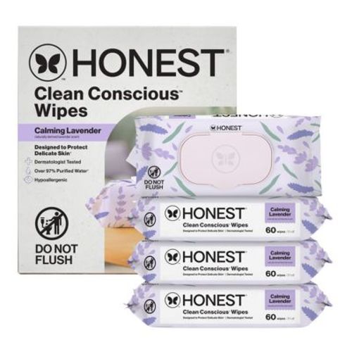 The Honest Company Calm and Cleanse Sensitive Skin Baby Wipes - Lavender - 240ct: Pop-Up Dispenser, Paraben-Free, Alcohol-Free