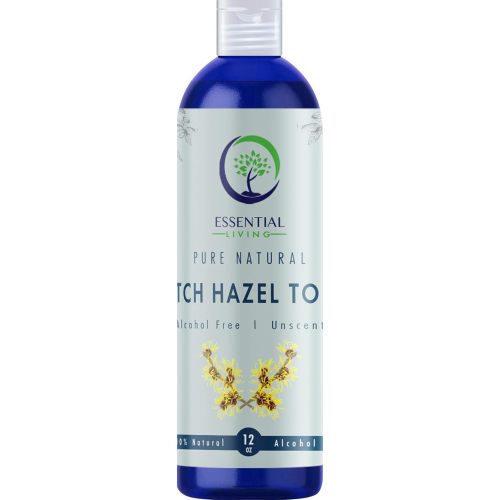 Essential Living: Witch Hazel Toner - Pure and Unscented - 12 oz. Natural Botanical Facial Skin Care Product for Acne and Blemishes - Helps Balance Skin pH - Fights Skin Inflammation - Made in the USA