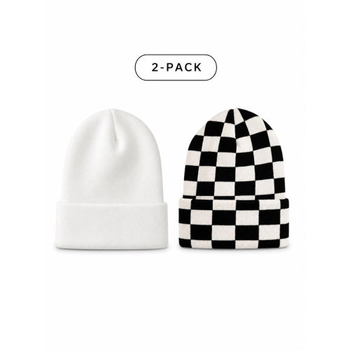 2-Pack Baby's First Hat®, Warm White & Black/Sand Checkerboard – SpearmintLOVE