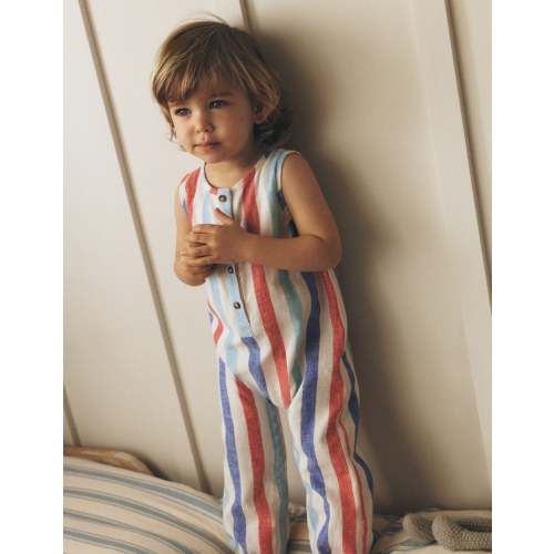 Button Down Romper - Red and Blue Multi Stripe | Boden USA