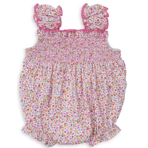 Kissy Kissy Girls' Floral Print Smocked Bubble Romper - Baby