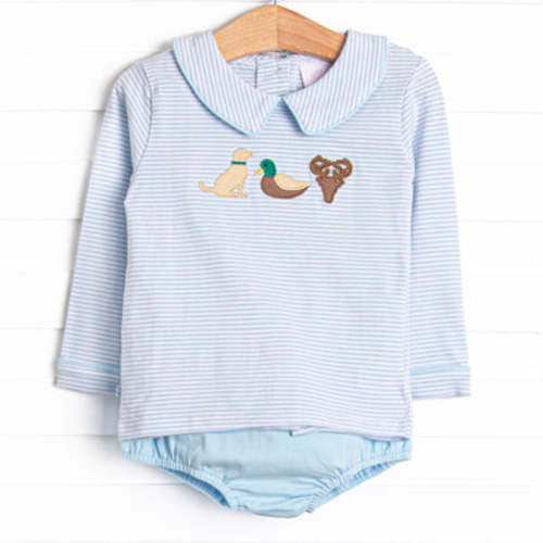 Hudson Hunter Applique Diaper Set, Light Blue Stripe – Stitchy Fish