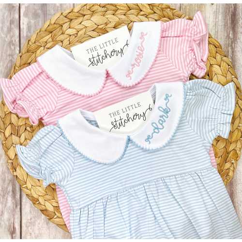 Monogrammed Collar Romper: Personalized Stitched Baby Outfit