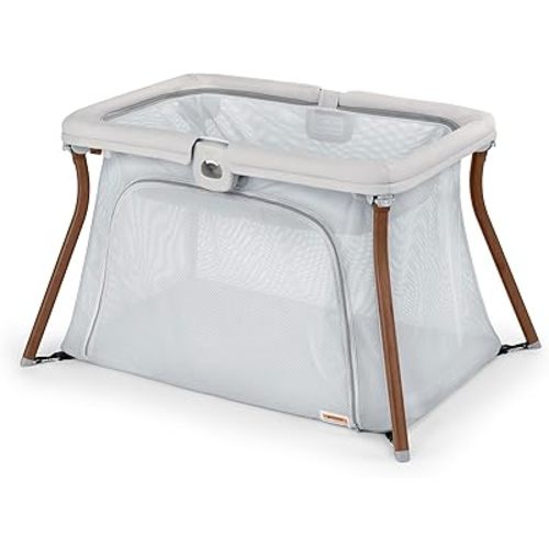 Chicco Alfa Lite Nest Lightweight Travel Playard with Zip-On Bassinet, Portable Baby Crib & Play Yard, Easy Setup, Waterproof Mattress, Includes Carry Bag, Serene/Beige