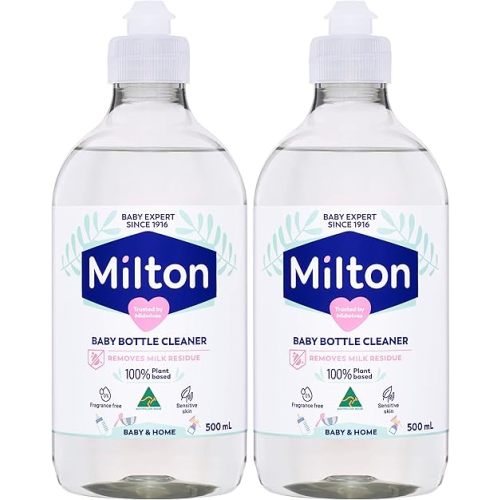 Milton Baby Bottle Cleaner ; Removes Milk Residue ; 100 Percentage Plant-based ; Australian Made ; 500ml (Pack of 2)