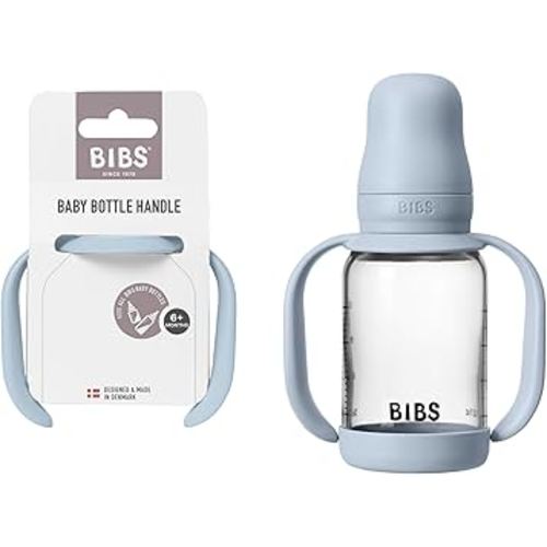 Bibs | Baby Bottle Handle | Easy & Comfortable Grip | Non-Slip Surface | BPA-Free | Dishwasher Safe | BIBS Baby Bottle Accessories | Ages 6+ Months | Baby Blue