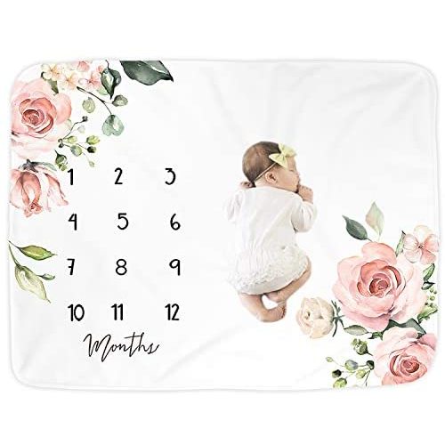 Premium Fleece Baby Monthly Milestone Baby Blanket for Boy Girl | Large Personalized Photography Background Blankets | Thick Flannel for Mom Newborn