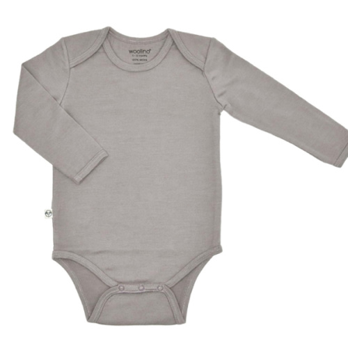 Baby Bodysuit, Long Sleeve, Merino Wool, Dove
