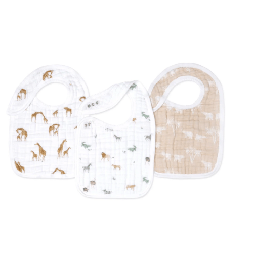 Safari Dreams Organic Cotton Muslin Snap Bibs | aden + anais