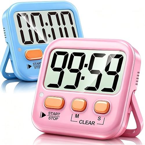 Antonki 2 Pack Digital Timer for Kids, Magnetic Countdown Kitchen Timers for Cooking, Egg, Classroom, Teacher, Exercise, Study, Oven - Battery Included