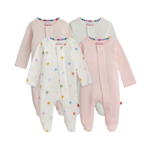 Organic Cotton Footie 4 Pack Bundle - Pink Balloons Multi by Magnetic – Pacifier Kids Boutique