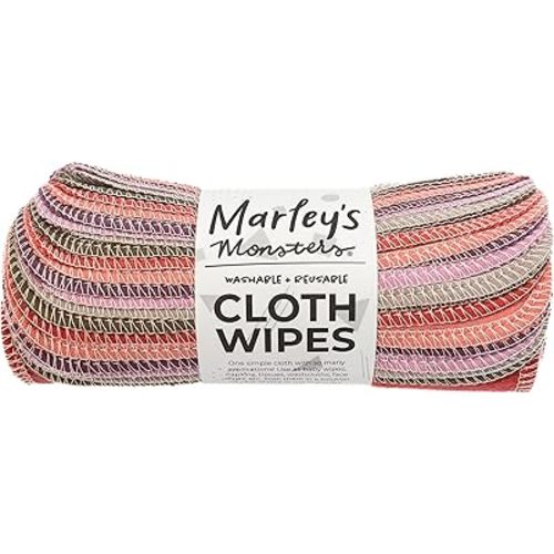 Marley's Monsters Reusable Cloth Wipes - 24 Count Pack - Washable, Cotton, Paperless Wipes (Gloaming)
