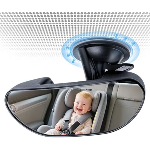 GES Rear View Mirror - 360 Degree Adjustable, Strengthen Suction Cup for Car - 5.9 x 2.2Inch - Black