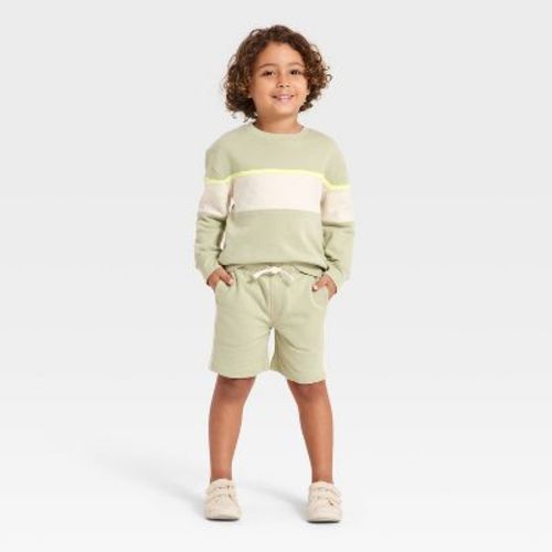 Toddler Boys' Crewneck Sweatshirt and Shorts Set - Cat & Jack™ Light Green 3T