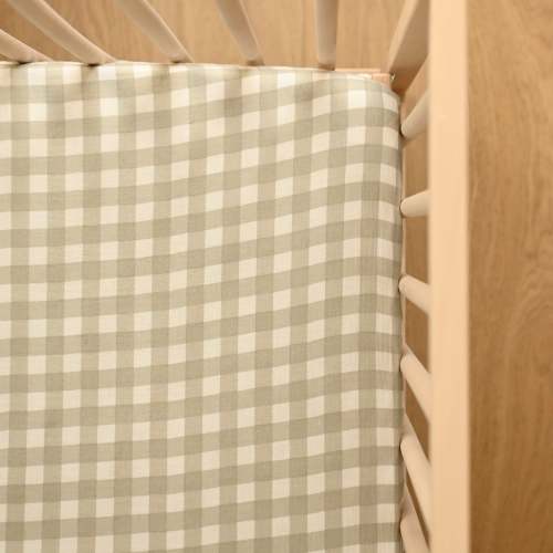 Drap contour coton crêpe - Sage gingham