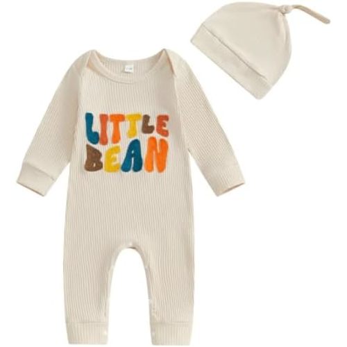 MERSARIPHY Neutral Baby Clothes Newborn Boy Girl Romper Little Bean Ribbed Knit Jumpsuit 0 3 6 9 12 Months Fall Winter Outfit