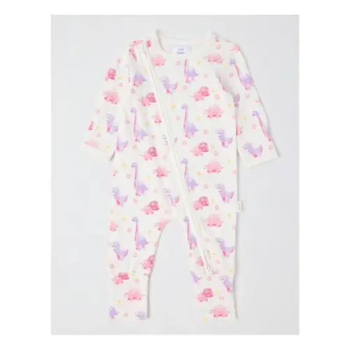 Sprout Essential Jersey Dino Coverall in White | MYER