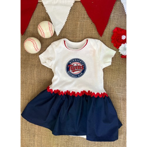 Minnesota Twins Baby Onesie Dress: Baseball Patch Outfit