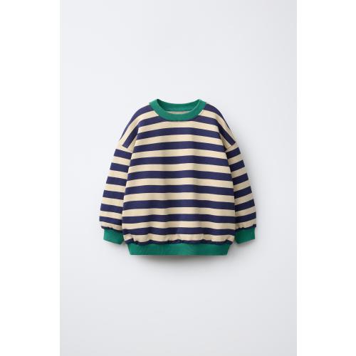 CONTRAST STRIPED SWEATSHIRT - Ecru / Blue | ZARA United States