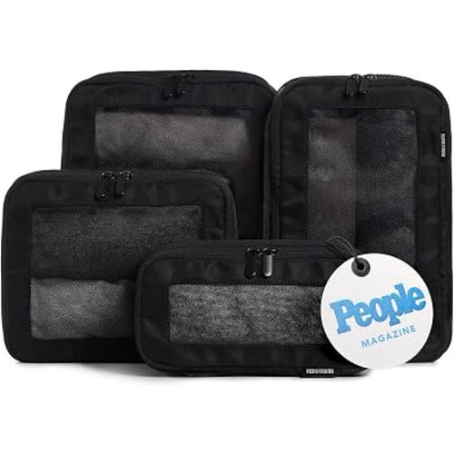 Compression Packing Cubes for Travel, 4-Pack, Black