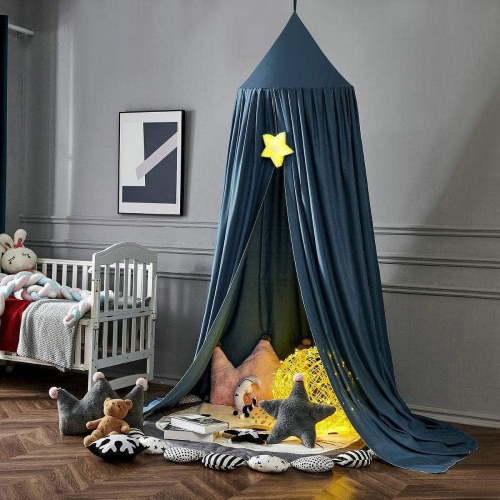 Bed Canopy, Round Dome Mosquito Net, Princess Room Decorations, Cute Bedroom Decoration for Girls Blue Large