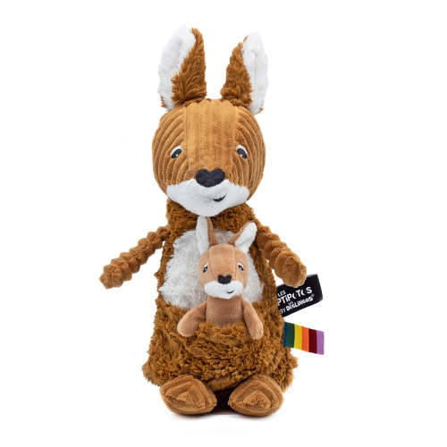 Les Deglingos Ptipotos Allezou the Kangaroo w/ Baby, Brown