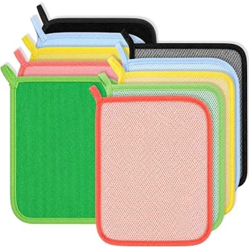 Tudomro 10 Pcs Exfoliating Washcloths Double Sided,10.2" x 8.7",Bright