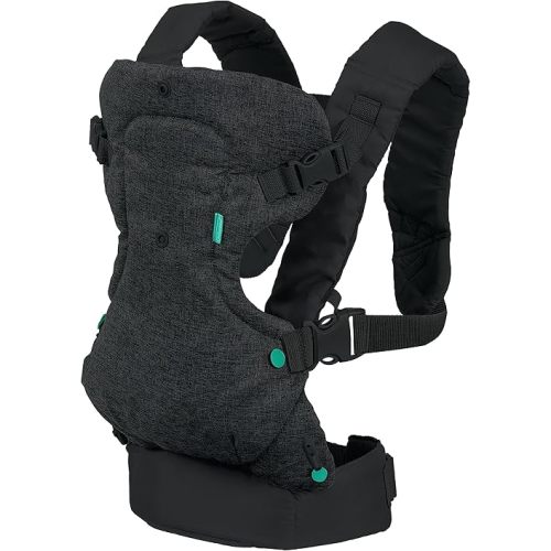 Infantino Flip 4-in-1 Convertible Baby Carrier, Adjustable, Ergonomic Babywearing, Registry Essential, Baby Carrier for Newborn to Toddler, Black