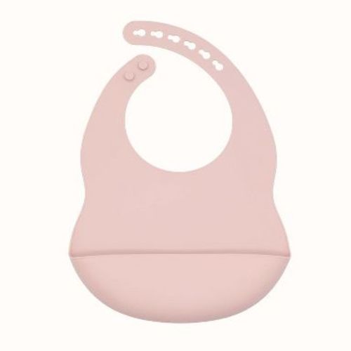 MyKids-USA Baby Solid Color Food Grade Silicone Bibs Light Pink Average Size (0-8Y)