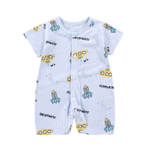 THDHVS Newborn Boy Outfits,Baby Boy Clothes,Toddler Boys Girls Short Sleeve Romper Cotton Breathable Summer Print with Snap Button Closure Blue 4-6 Months