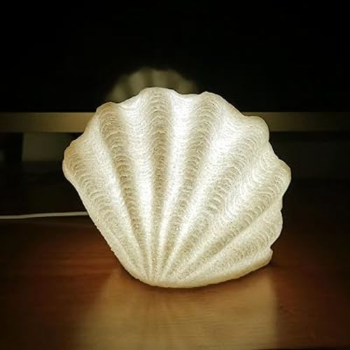 Shell Lamp- USB Interface Night Light, Decorative LED Seashell Lamp- Ocean Nightlights, Beach Ocean Room Decor, for Bedroom, Sandstone Material,Continuous Power Supply, no Battery Required