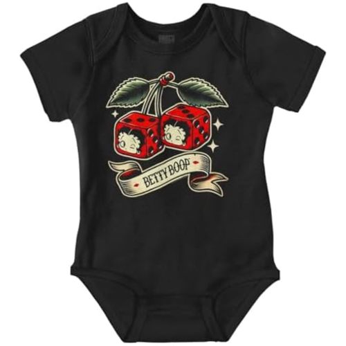 Brisco Brands Retro Betty Boop Cherry Dice Tattoo Baby Bodysuit Jumper Girls