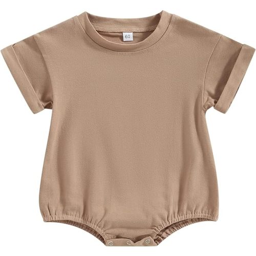 Unisex Baby Boy Girl Clothes Infant Summer Oversized Bubble Romper Toddler Baby Plain Short Sleeve Jumpsuit