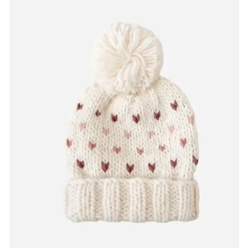 Hearts Pom Knit Hat